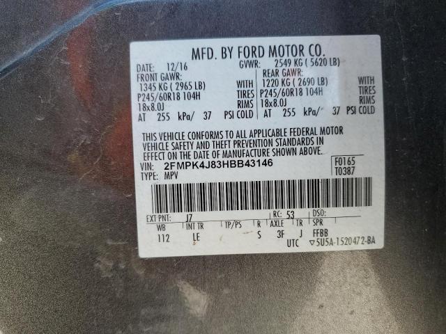 2017 FORD EDGE SEL - 2FMPK4J83HBB43146