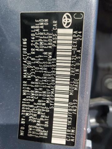 2022 TOYOTA COROLLA LE 5YFEPMAE0NP282818