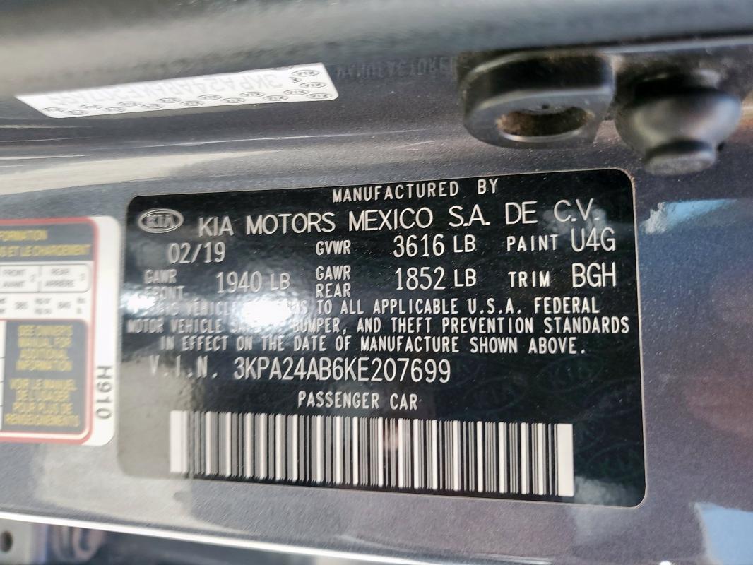 2019 KIA RIO S 3KPA24AB6KE207699