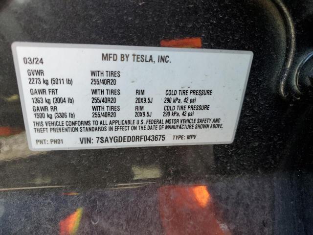 2024 TESLA MODEL Y - 7SAYGDED0RF043675