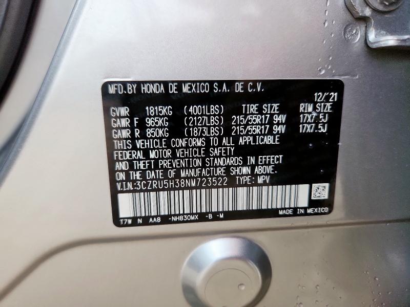 2022 HONDA HR-V LX 3CZRU5H38NM723522