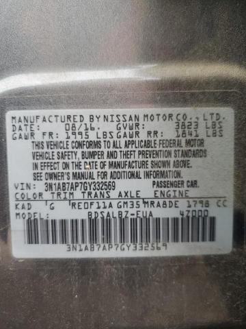 2016 NISSAN SENTRA S - 3N1AB7AP7GY332569