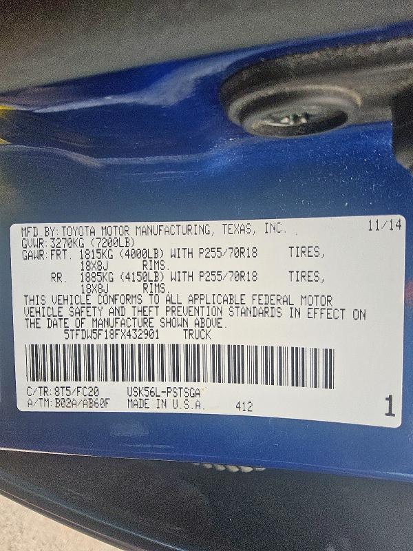 2015 TOYOTA TUNDRA CRE - 5TFDW5F18FX432901