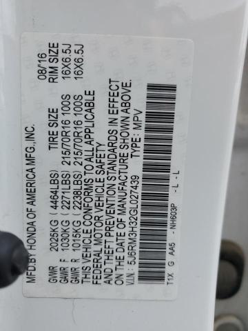 2016 HONDA CR-V LX 5J6RM3H32GL027439