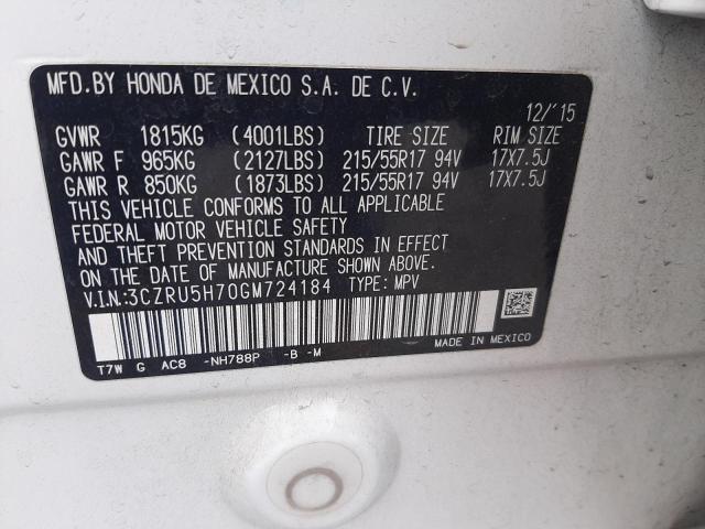 2016 HONDA HR-V EXL 3CZRU5H70GM724184