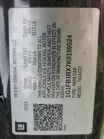 2019 CHEVROLET CAMARO LS 1G1FB1RX7K0159524