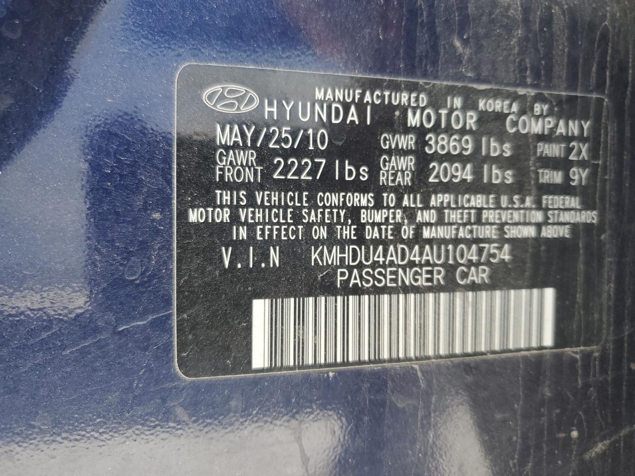 HYUNDAI ELANTRA BLUE