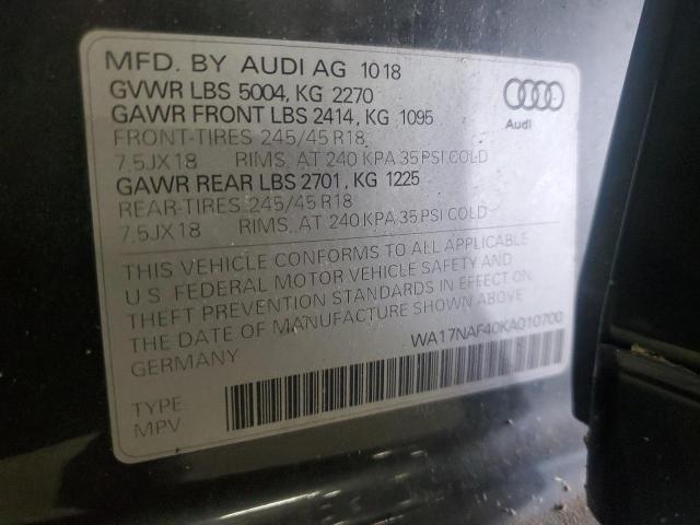 2019 AUDI A4 ALLROAD WA17NAF40KA010700