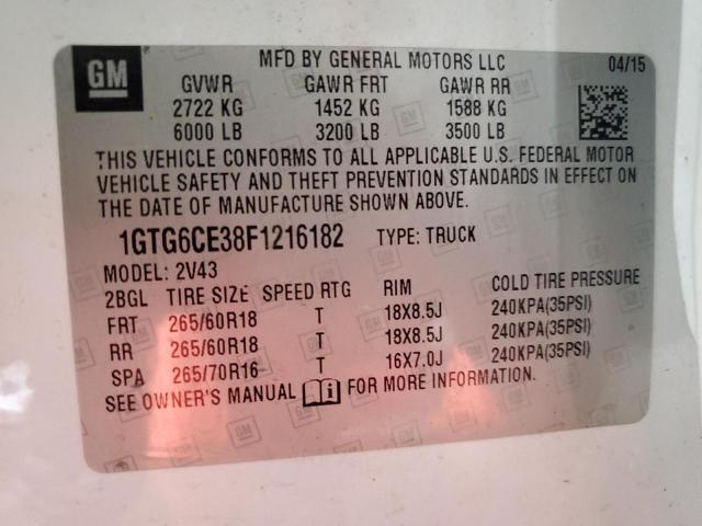 2015 GMC CANYON SLT 1GTG6CE38F1216182