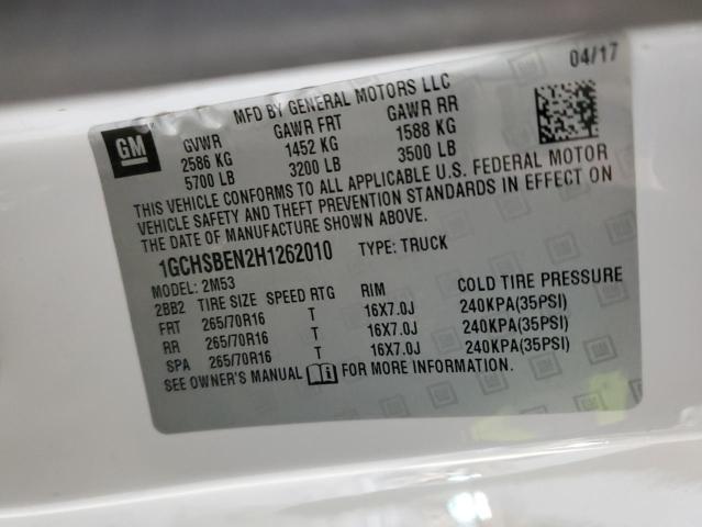 2017 CHEVROLET COLORADO - 1GCHSBEN2H1262010