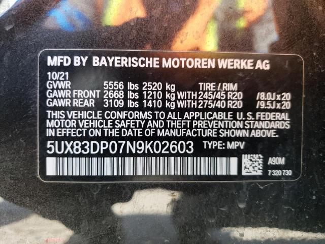 2022 BMW X3 M40I 5UX83DP07N9K02603