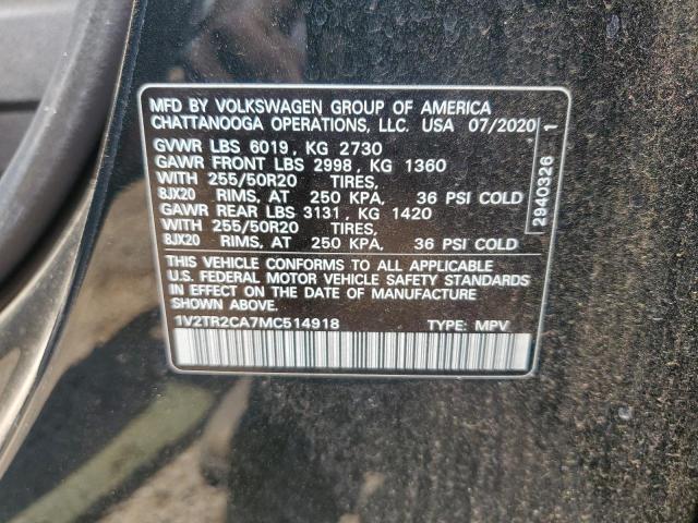 2021 VOLKSWAGEN ATLAS SEL - 1V2TR2CA7MC514918