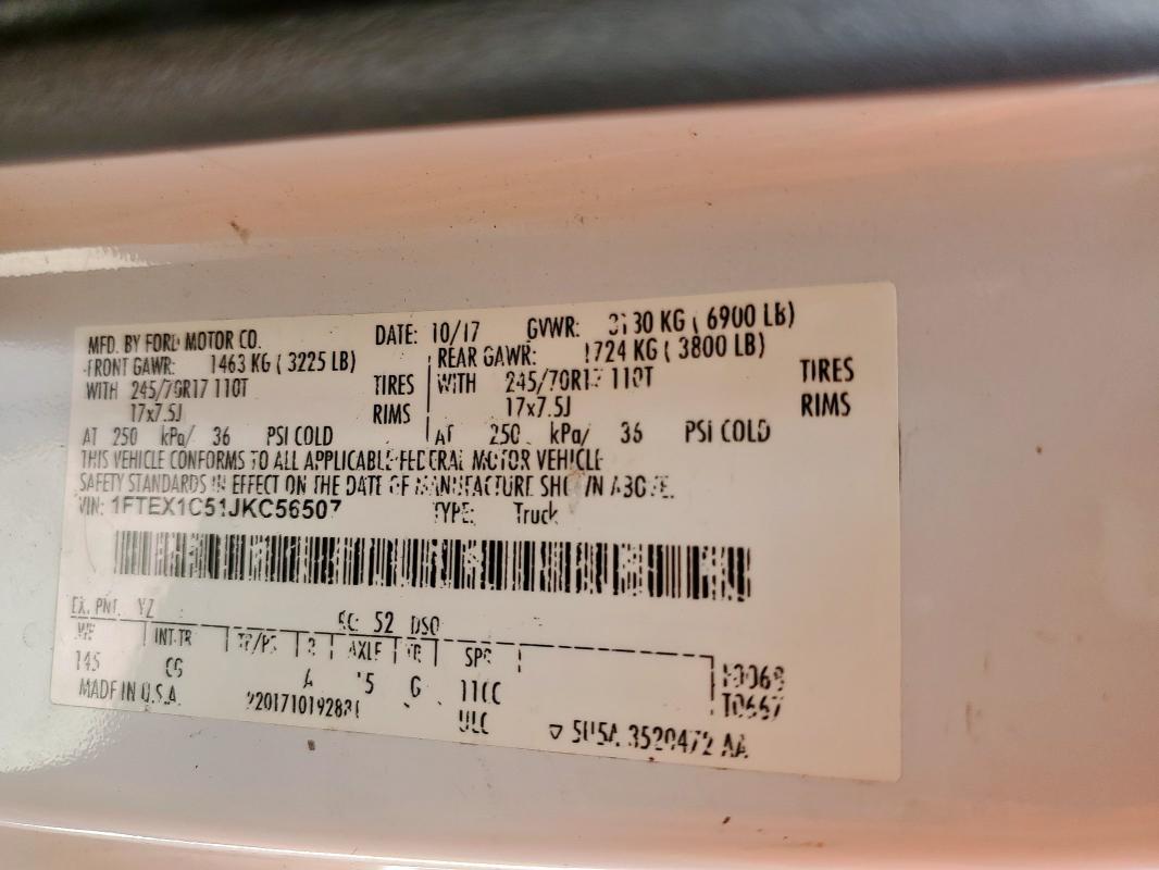 2018 FORD F150 SUPER - 1FTEX1C51JKC56507