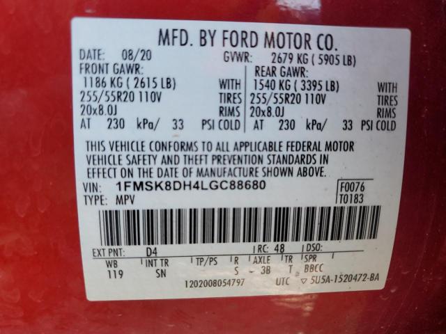 2020 FORD EXPLORER X - 1FMSK8DH4LGC88680