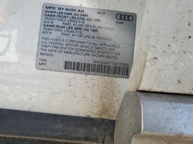 2022 AUDI Q5 PREMIUM - WA1EAAFY1N2137332