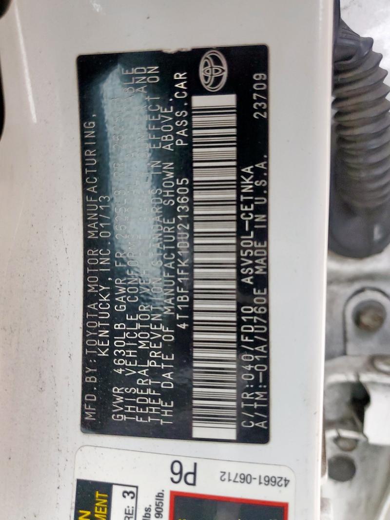 4T1BF1FK1DU213605 2013 TOYOTA CAMRY