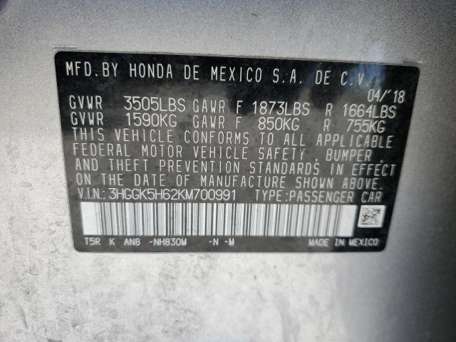 2019 HONDA FIT SPORT 3HGGK5H62KM700991