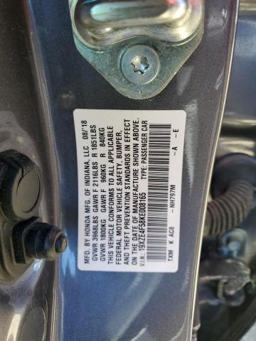 2019 HONDA INSIGHT EX 19XZE4F58KE008165