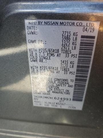 2019 NISSAN PATHFINDER 5N1DR2MM2KC624993