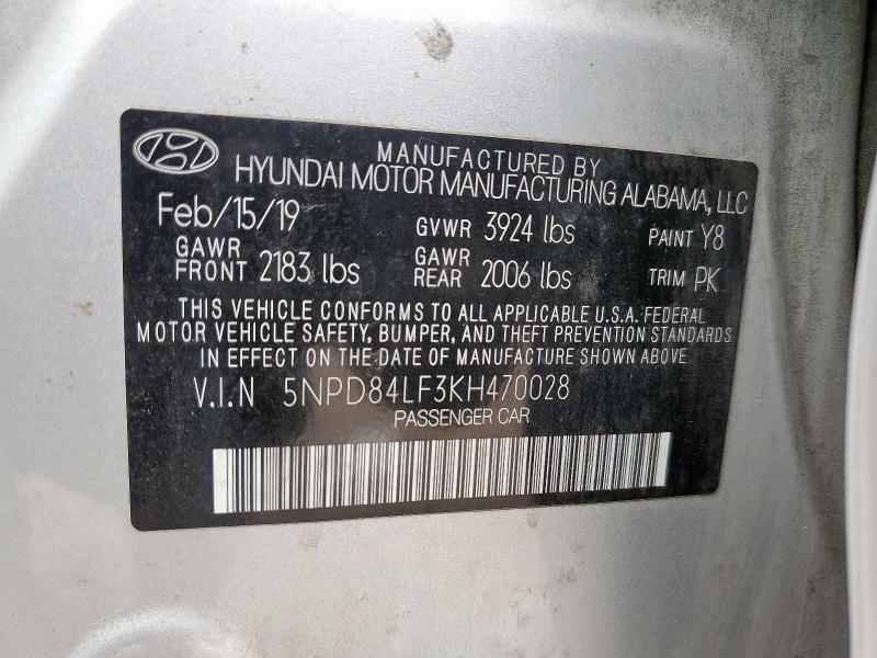 2019 HYUNDAI ELANTRA SE - 5NPD84LF3KH470028