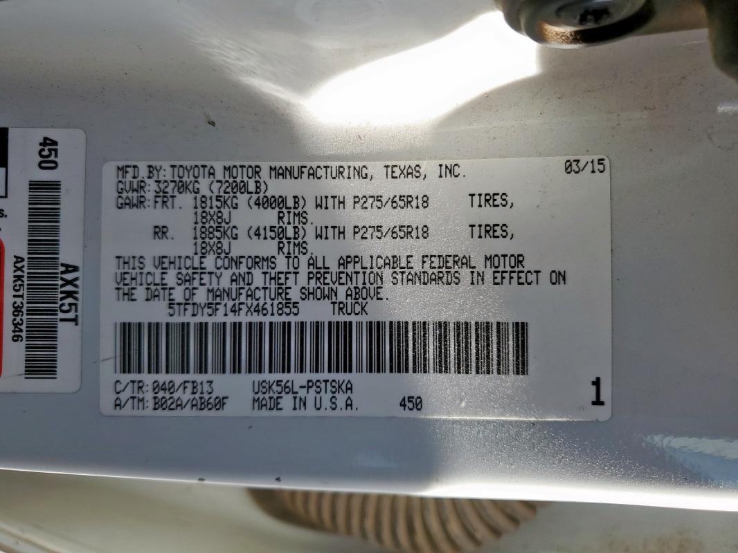 2015 TOYOTA TUNDRA CRE - 5TFDY5F14FX461855