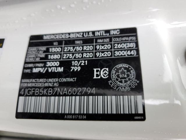 2022 MERCEDES-BENZ GLE 450 4M 4JGFB5KB7NA602794