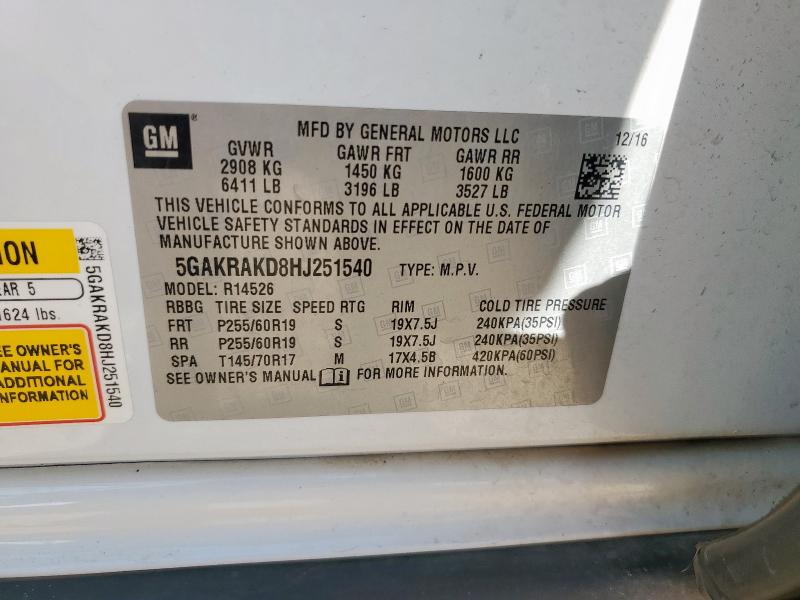 2017 BUICK ENCLAVE - 5GAKRAKD8HJ251540