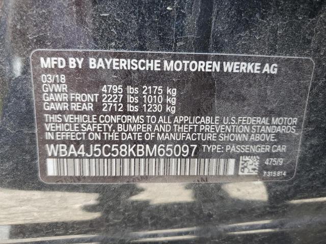 2019 BMW 440I GRAN WBA4J5C58KBM65097