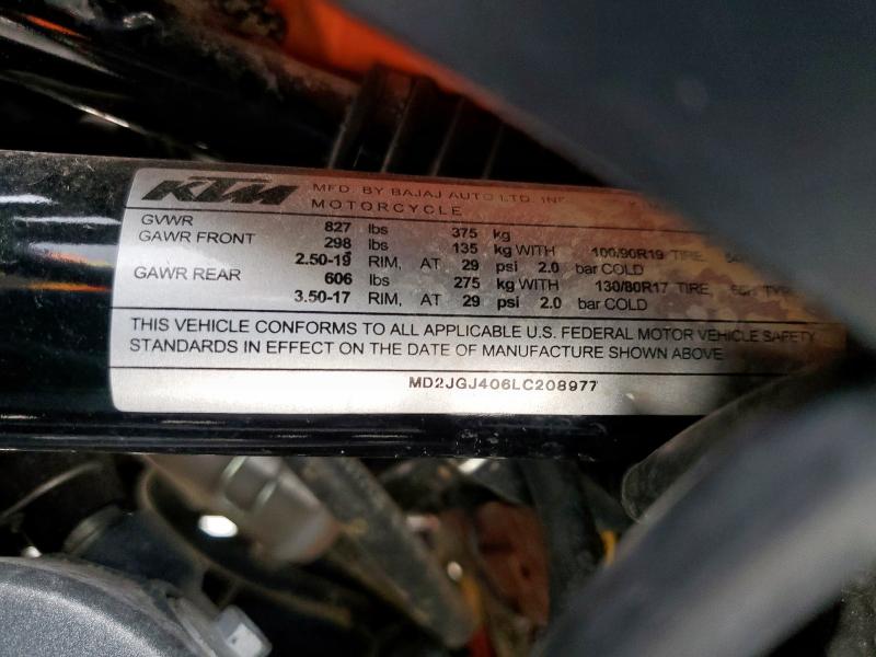 2020 KTM 390 ADVENT MD2JGJ406LC208977