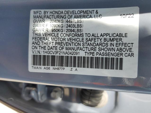 2022 HONDA ACCORD HYB - 1HGCV3F21NA042091