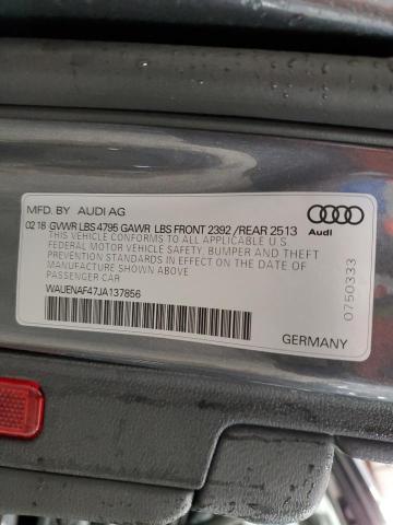 2018 AUDI A4 PREMIUM WAUENAF47JA137856