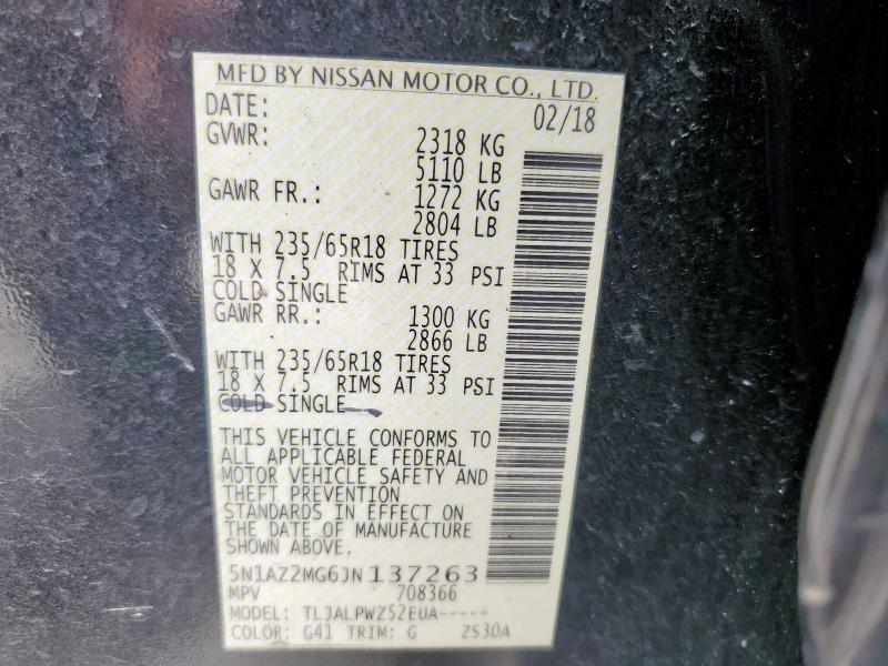 2018 NISSAN MURANO S - 5N1AZ2MG6JN137263