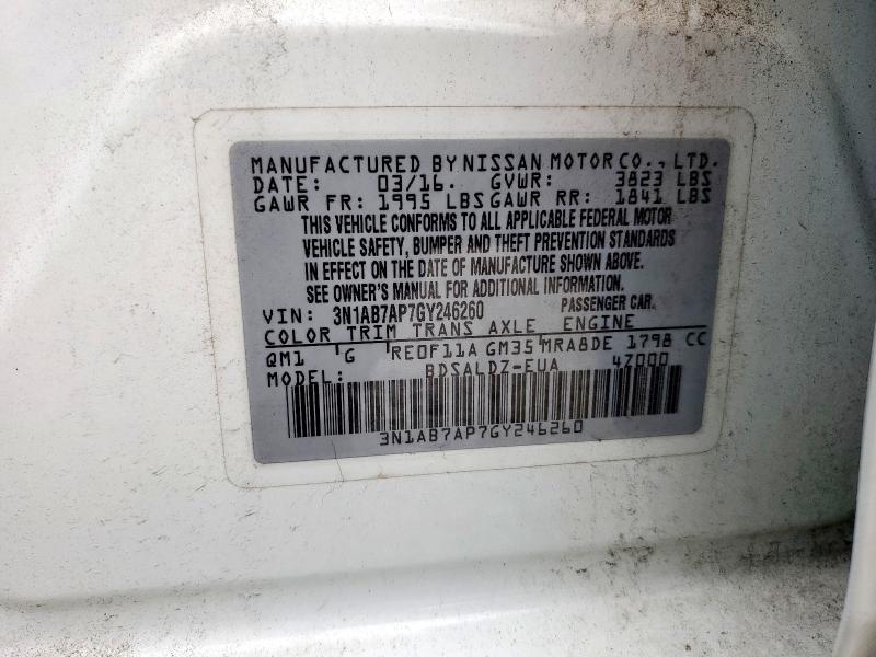 2016 NISSAN SENTRA S - 3N1AB7AP7GY246260