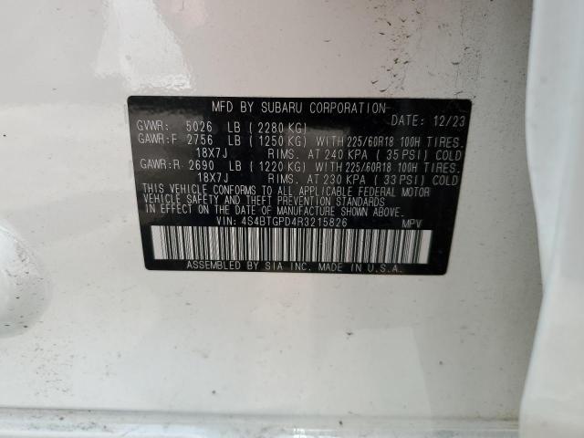 2024 SUBARU OUTBACK TO 4S4BTGPD4R3215826