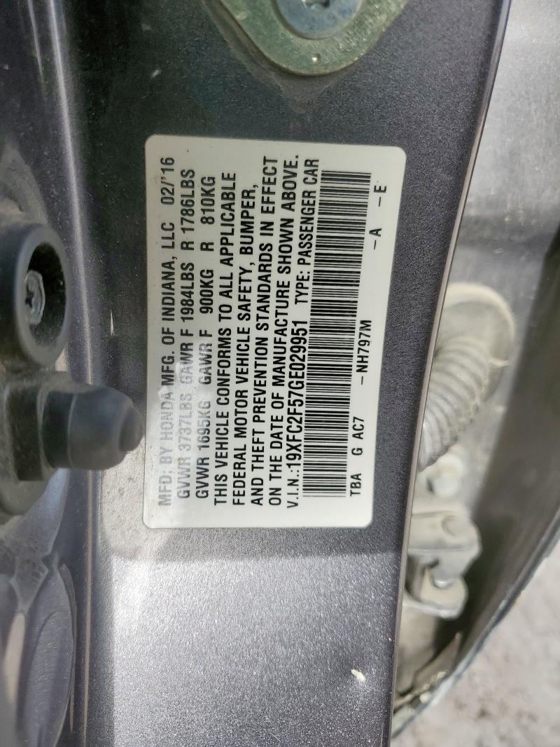 2016 HONDA CIVIC LX 19XFC2F57GE029951