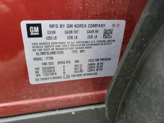 2022 CHEVROLET TRAILBLAZE KL79MTSL4NB074258