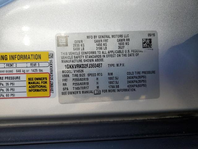 2015 GMC ACADIA SLT 1GKKVRKD2FJ360487