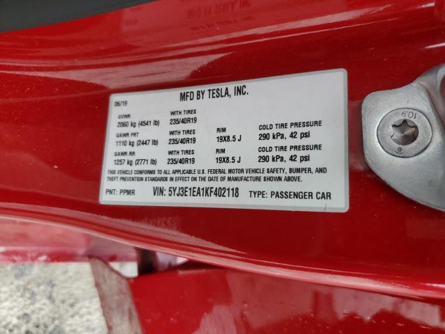 2019 TESLA MODEL 3 5YJ3E1EA1KF402118