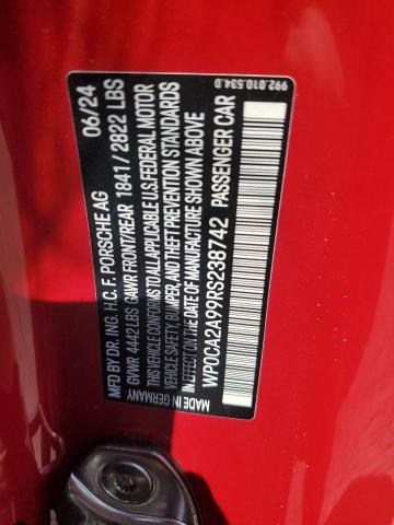 2024 PORSCHE 911 CARRER WP0CA2A99RS238742