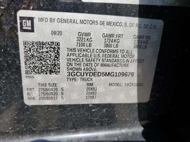 2021 CHEVROLET SILVERADO - 3GCUYDED5MG109679