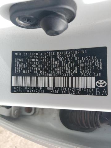 2016 TOYOTA COROLLA L - 5YFBURHE0GP533175