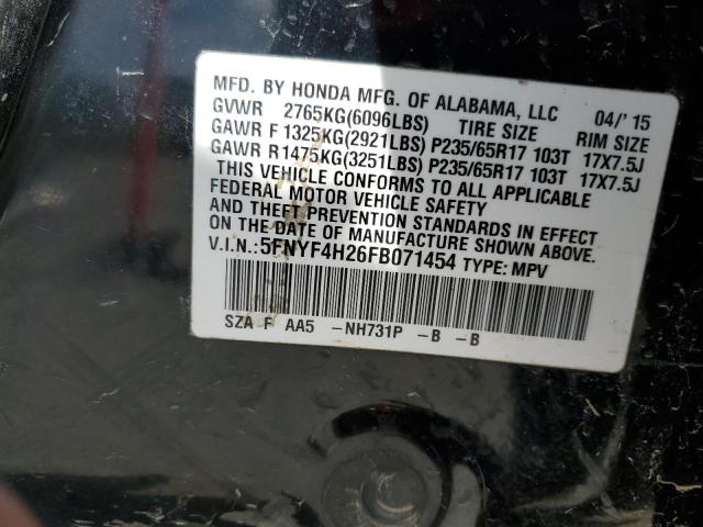 2015 HONDA PILOT LX 5FNYF4H26FB071454