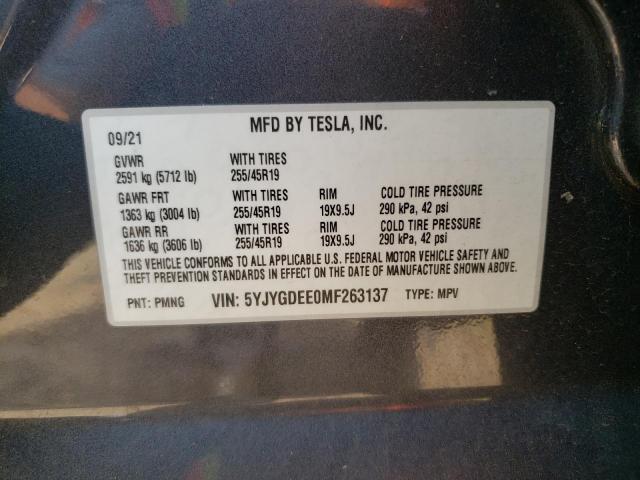 2021 TESLA MODEL Y - 5YJYGDEE0MF263137