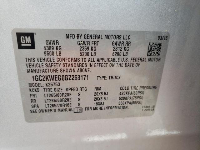 2016 CHEVROLET SILVERADO - 1GC2KWEG0GZ263171
