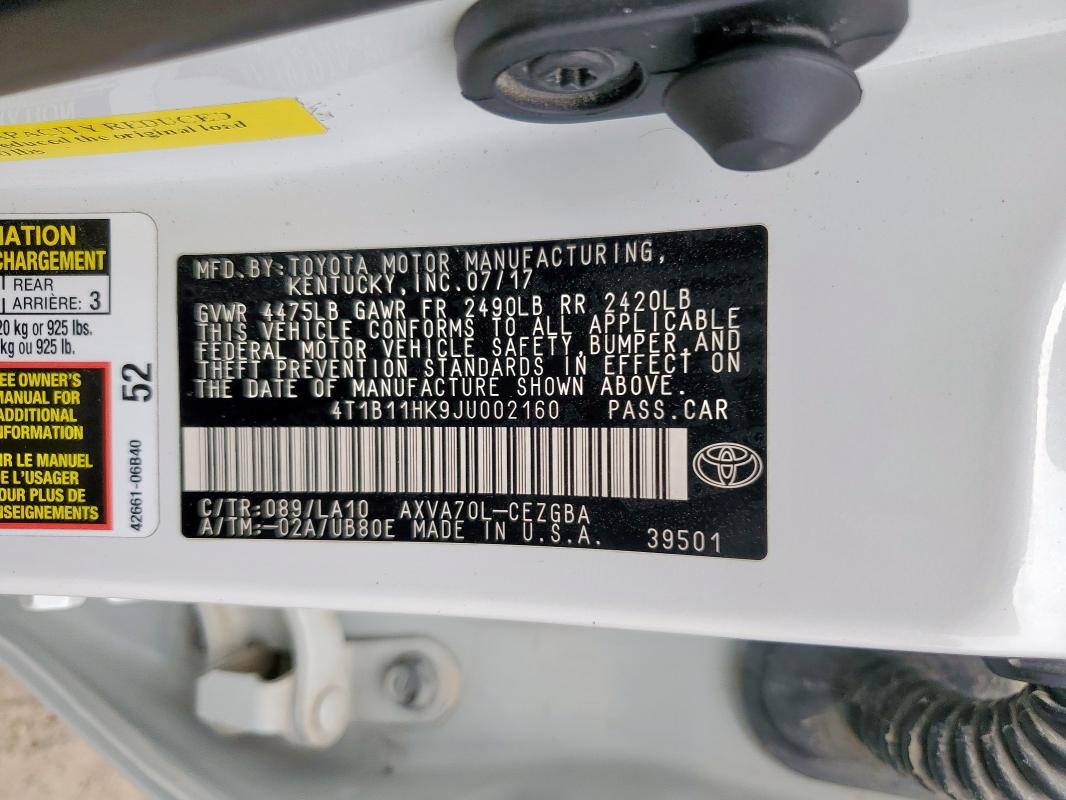 2018 TOYOTA CAMRY L - 4T1B11HK9JU002160