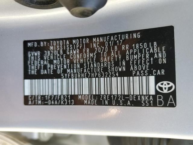 2017 TOYOTA COROLLA L - 5YFBURHE7HP632254