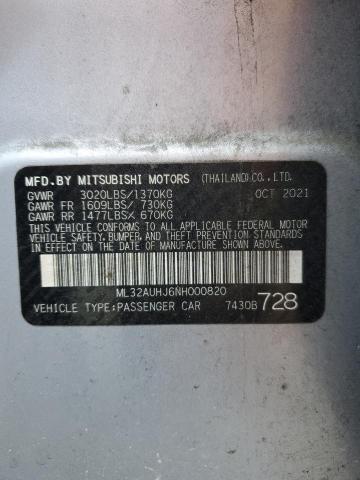 2022 MITSUBISHI MIRAGE ES ML32AUHJ6NH000820