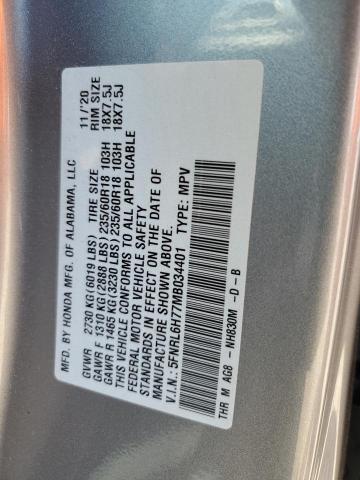 2021 HONDA ODYSSEY EX 5FNRL6H77MB034401