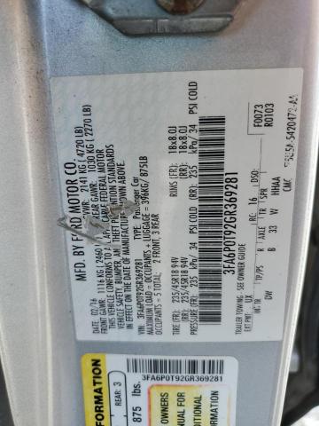 2016 FORD FUSION SE - 3FA6P0T92GR369281