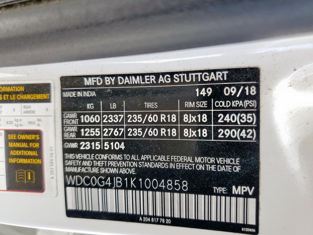 2019 MERCEDES-BENZ GLC 300 - WDC0G4JB1K1004858